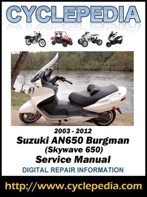 cover image of Suzuki AN650 Burgman (Skywave 650) 2003-2012 Service Manual